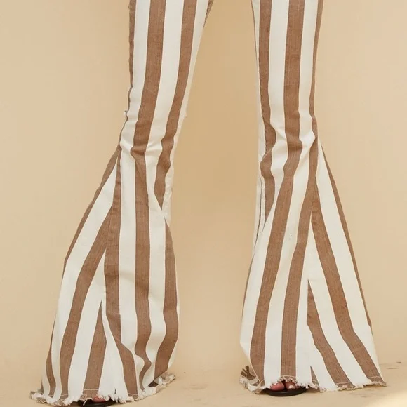 Boho Striped Denim Flares - Picture 5 of 8